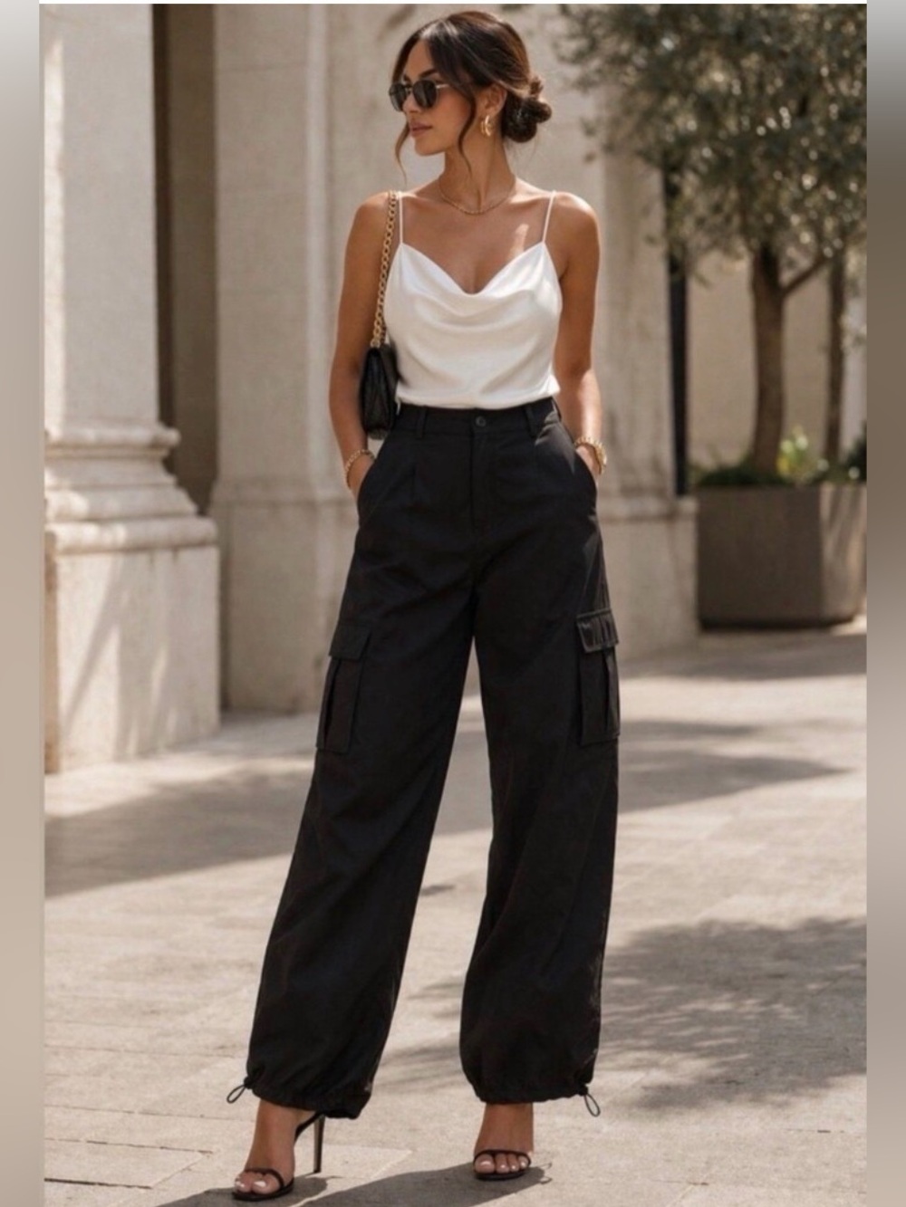 NWT MODESEES Black Cargo Wide Leg Pants XS